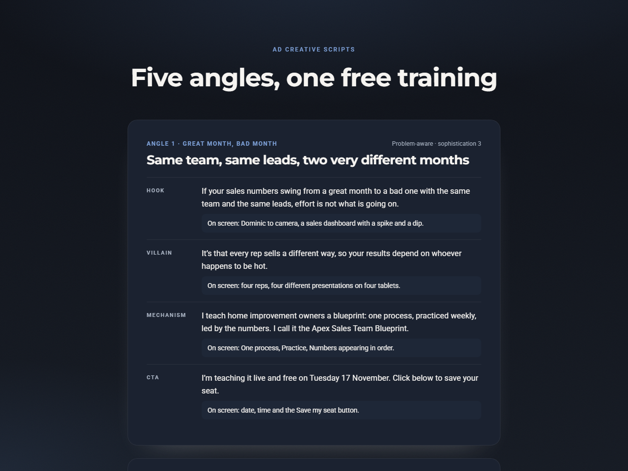 Ad creative scripts preview