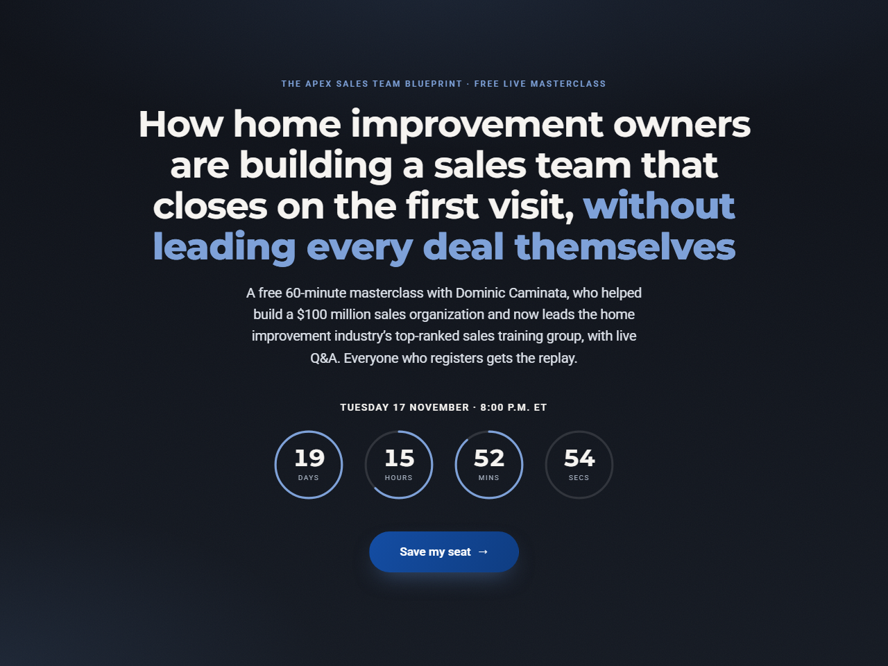 Registration page preview